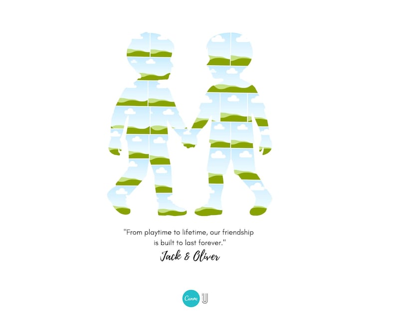 Friends Photo Collage Gift, Two Boys Keepsake (Digital Download)