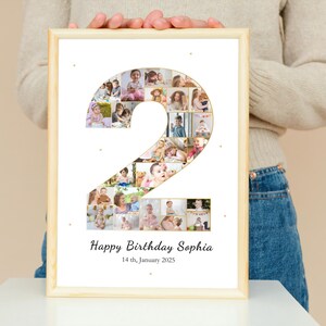 Second Birthday Photo Collage: Number 2 Template (Digital Download)