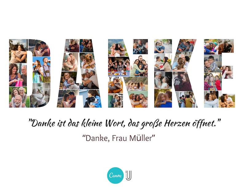Personalized 'DANKE' Photo Collage: Thank You Gift (Digital File)