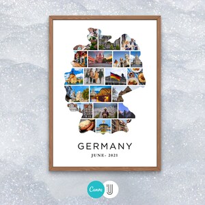 Germany Map Photo Collage Template: Travel Souvenir Gift (Canva)
