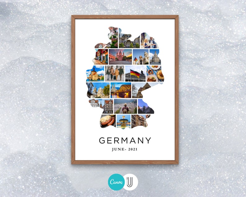 Germany Map Photo Collage Template: Travel Souvenir Gift (Canva)