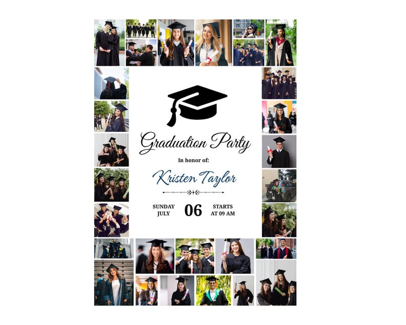 Class of 2026 Graduation Collage, Graduation Poster, Grad Welcome Sign, Senior Photo Gift, Photo Board Sign, Grad Party Decor,Canva Template