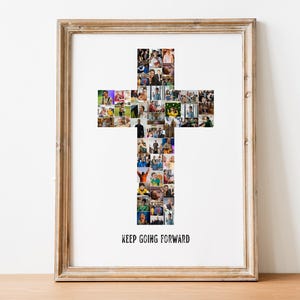 Christian Cross Photo Collage Template: Faith Keepsake (Editable Canva, Digital Download