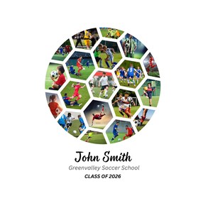 Personalized Soccer Ball Photo Collage Template, Graduation Gift, Senior Night Gift, Player Gift, Gift for Coach, Gift for Dad, Canva