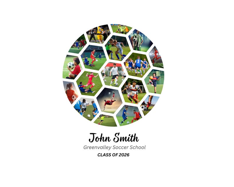 Personalized Soccer Ball Photo Collage Template, Graduation Gift, Senior Night Gift, Player Gift, Gift for Coach, Gift for Dad, Canva