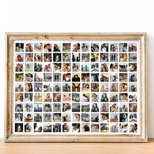 117 Wedding Photo Collage Template, Anniversary Keepsake, Minimalist Grid Design Poster, Landscape Portrait, Editable in Canva