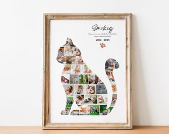 Cat Photo Collage Cat Shaped Collage Personalized Gifts for Pets Cat Lover Photo Memorial Gift for Pet Lovers Cat Family