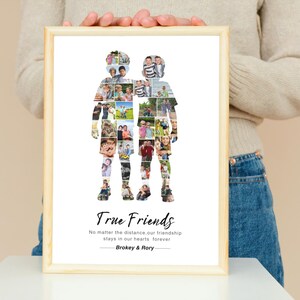 2 boys photo collage personalized best friend gift for boys friendship, BFF boys birthday gift, male friendship gift and farewell photo gift