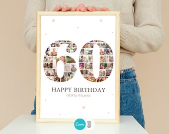 60th Birthday Photo Collage Template: Sixty Years Keepsake (Digital File)