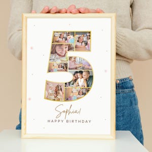 5th Birthday Photo Collage Gift: Personalized Number Five Keepsake (Digital Download)