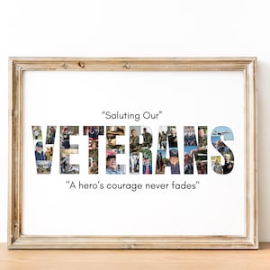 VeteransDay PhotoCollage, Personalized Military Gift, Custom Veterans Picture Frame,Patriotic Gift for Him or Her,4th july wallart
