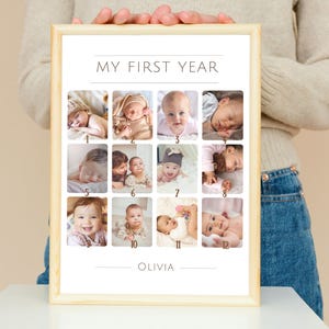 Baby's First Year Photo Collage: Custom 1st Birthday Milestone Poster (Digital File) image 3