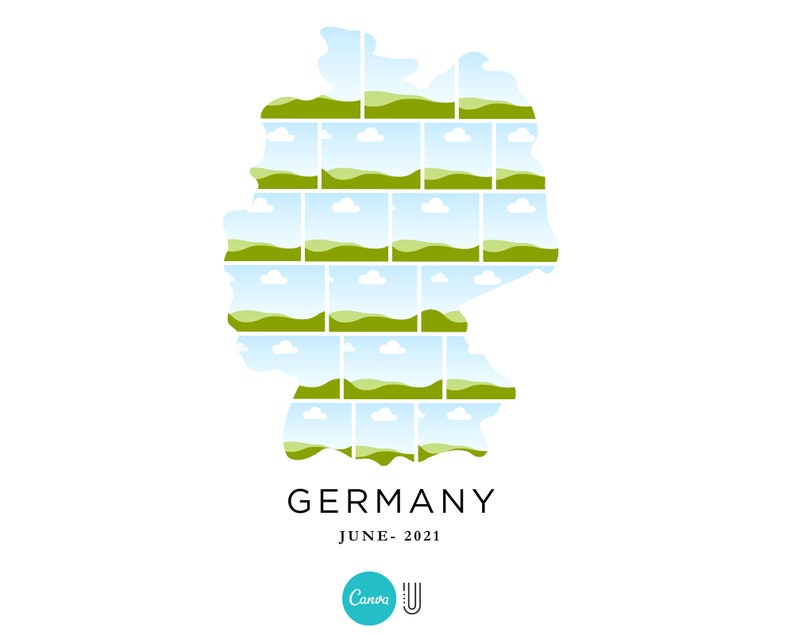 Germany Map Photo Collage Template: Travel Souvenir Gift (Canva)