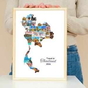 Thailand Map Photo Collage: Travel Keepsake (Digital File)