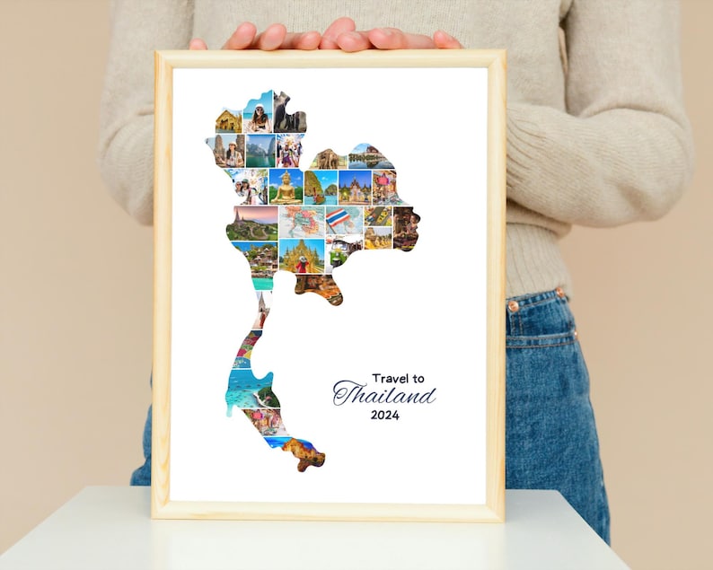 Thailand Map Photo Collage: Travel Keepsake (Digital File)