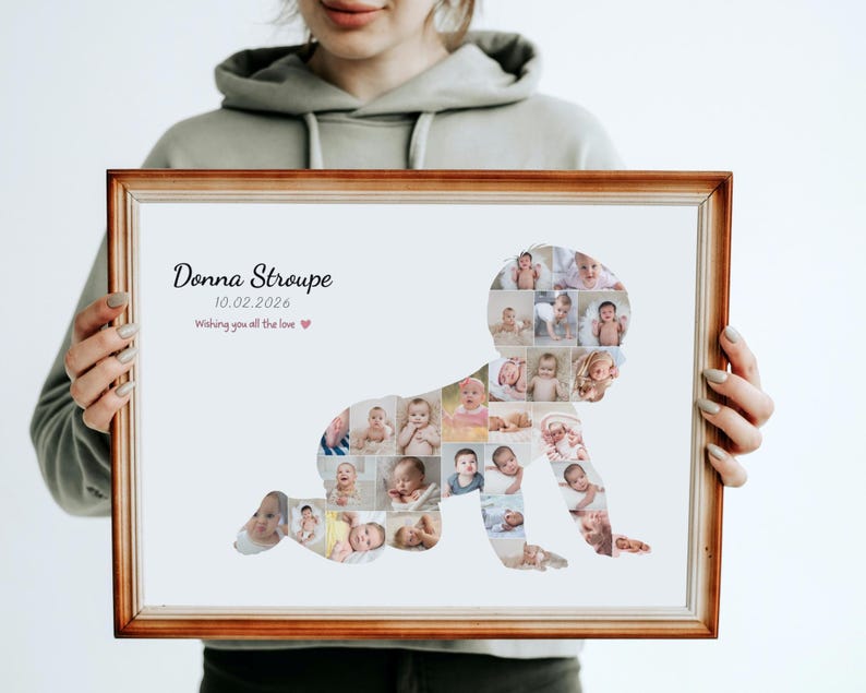 Editable Baby Photo Collage Frame Template | Canva Wall Art for Nursery | Digital Download