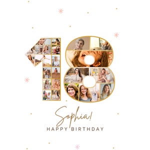 Custom 18th Birthday Photo Collage, Canva Template (Digital Download)