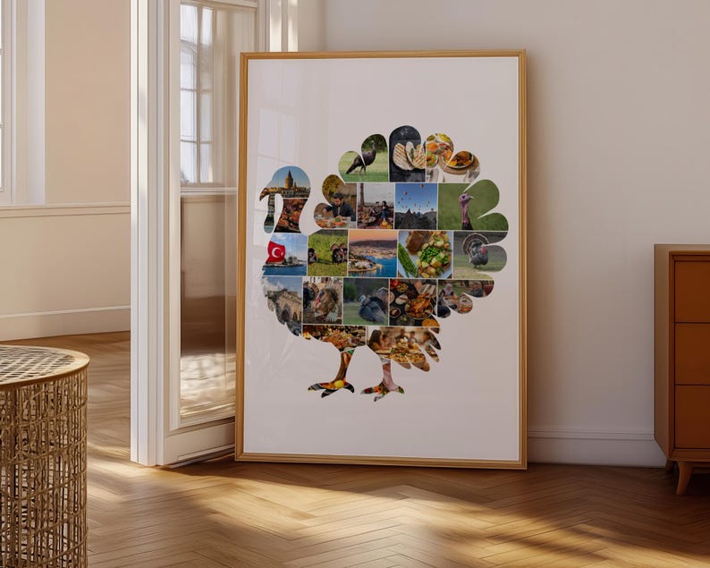 Turkey Photo Collage Canva Template Thanksgiving Family Photo Collage Autumn Fall Turkey Printable Personalized Thanksgiving Gift image 4