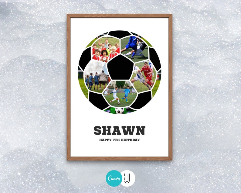 Soccer Ball Photo Collage: Canva Football Gift (Digital File)