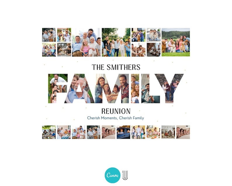 Family Reunion Photo Collage Poster: Personalized Keepsake (Digital File)