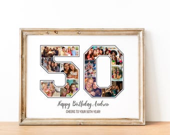 Personalized 50th Birthday Photo Collage Gift (Digital Download)