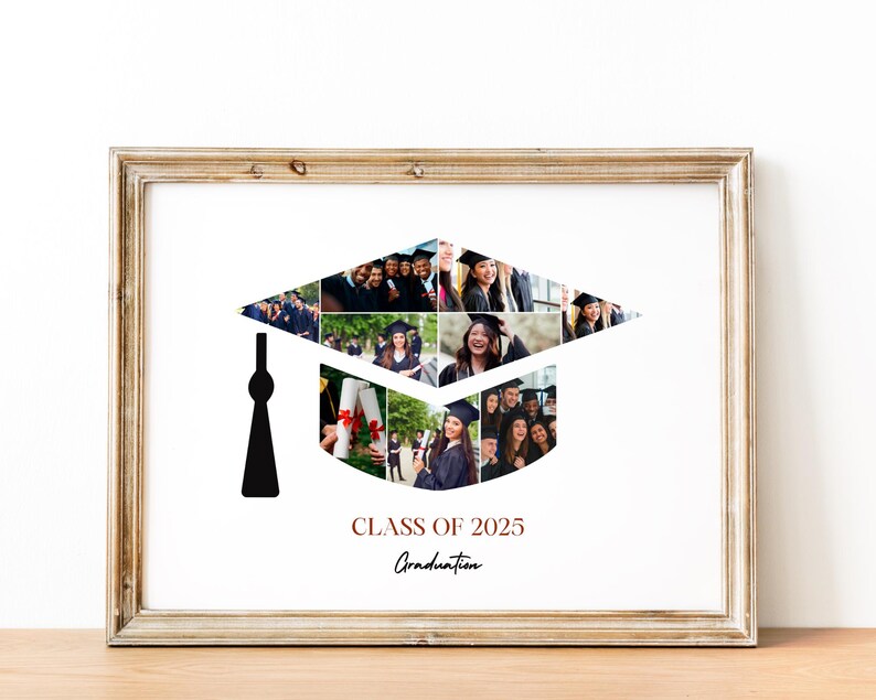 Graduation Cap Photo Collage Template: Senior Gift (Editable in Canva)