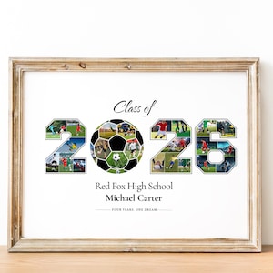 Senior 2026 Football Photo Collage, Personalized Player Gift (Digital Download)