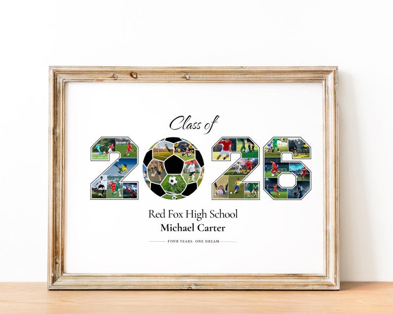 Senior 2026 Football Photo Collage, Personalized Player Gift (Digital Download)
