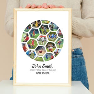 Personalized Soccer Ball Photo Collage Template, Graduation Gift, Senior Night Gift, Player Gift, Gift for Coach, Gift for Dad, Canva