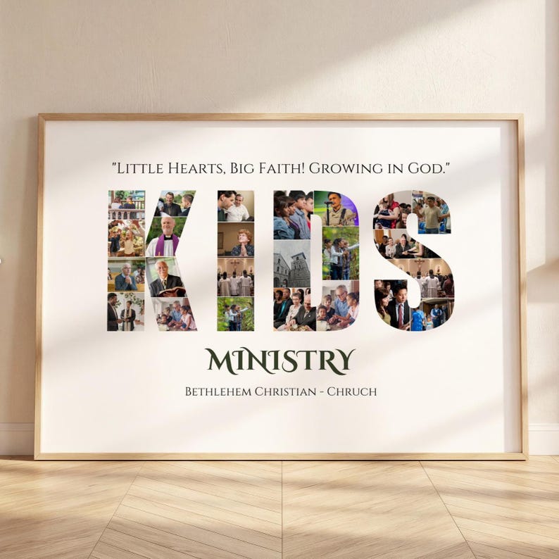 Kids Ministry Photo Collage Art (Digital Download),Kids Ministry Gifts Custom Photo Collage, Children's Ministry Pastor Gift, Kids Pastor, Y image 1