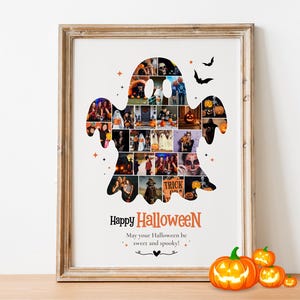 Halloween Photo Collage Template, Family Memory Keepsake, Spooky Wall Art, Trick or Treat Picture Frame, Canva Editable Gift