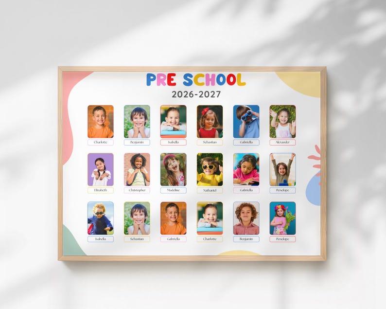 Editable Class Photo Collage Canva Template | Printable Preschool Graduation Poster | Custom Teacher Gift | Digital School Keepsake