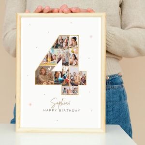Fourth Birthday Photo Collage: Number 4 Milestone (Digital Download)