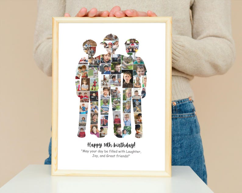 Boys Photo Collage Print, 10th Birthday Gift, Friendship Keepsake (Digital Download)
