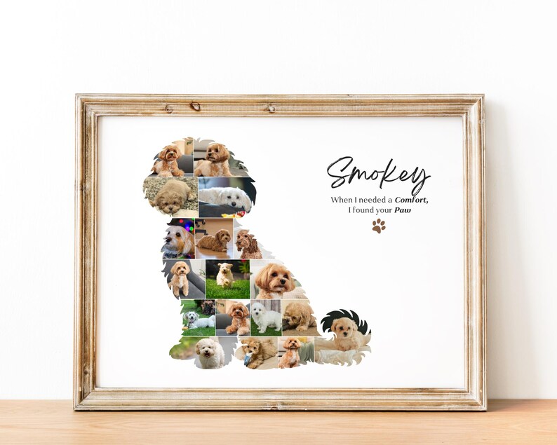 Custom Maltipoo Dog Photo Collage | Pet Memory Wall Art | Gift for Dog Lovers