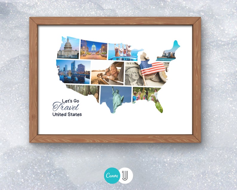 US Map Photo Collage: Custom Travel Gift (Digital File)
