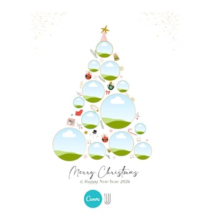 Custom Christmas Photo Collage: Xmas Tree Gift (Canva Template)