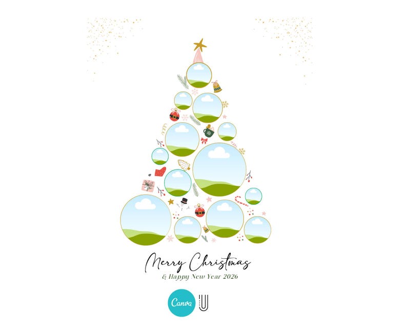 Custom Christmas Photo Collage: Xmas Tree Gift (Canva Template)