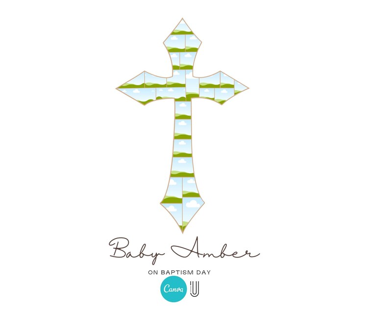 Custom Cross Photo Collage: Baptism/Christening Gift (Digital Download)