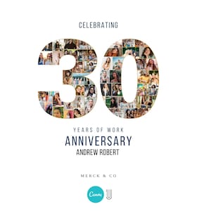 30th Work Anniversary Photo Collage Gift (Digital Download)