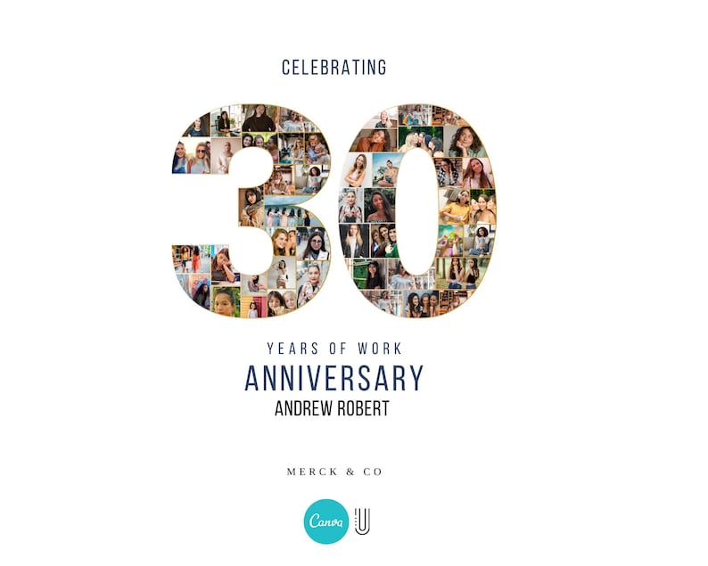 30th Work Anniversary Photo Collage Gift (Digital Download)