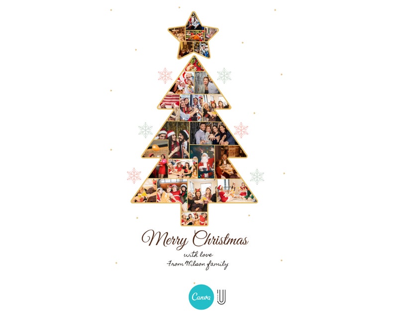 Custom Christmas Photo Collage: Xmas Tree Gift (Digital File)