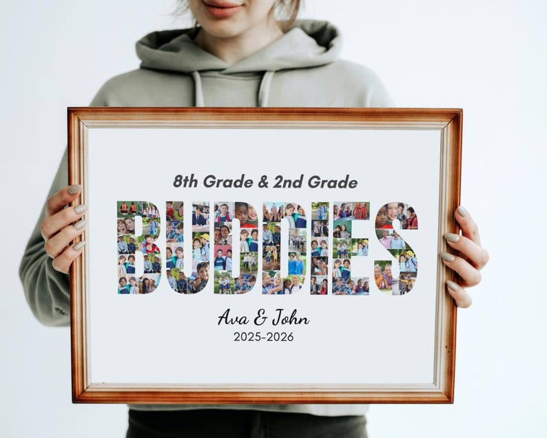 Personalisierte Buddies Photo Collage | Benutzerdefinierte Leinwand-Rahmen | Beste Freunde Fotogeschenk | Bearbeitbarer digitaler Download Bild 4