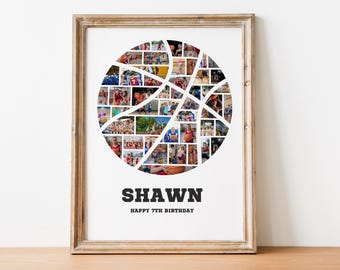 Basketball Photo Collage Template: Senior Night Gift (Digital File)