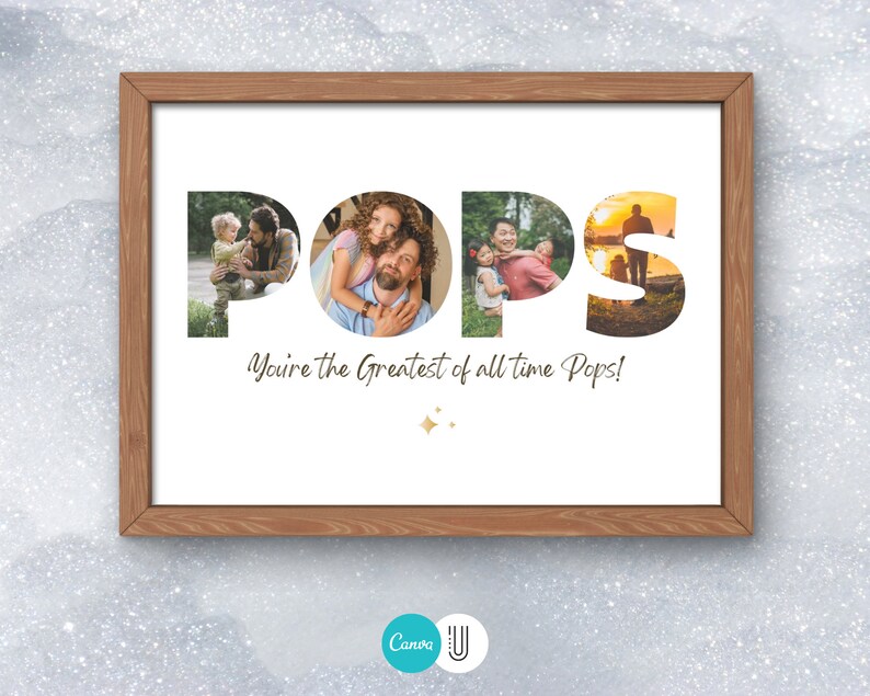 Personalized "Pops" Photo Collage, Father's Day Gift (Digital Download)