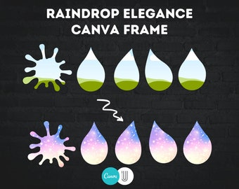 Raindrop Canva Frame: Teardrop Photo Template (Digital File)