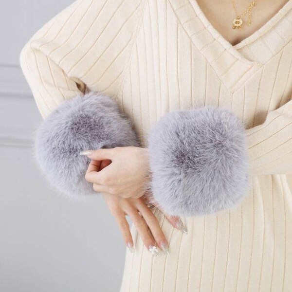 Very soft and Cute fluffy wrist cuffs, furry wrist warmers, womens fur cuffs, arm warmers | many colors to choose from