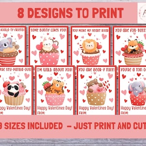 Cartes de la Saint-Valentin pour enfants Téléchargement numérique instantané, Cartes imprimables pour la Saint-Valentin pour enfants, Cartes de la Saint-Valentin pour animaux, Saint-Valentin scolaires imprimables