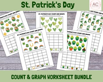 St. Patrick's Day Count and Graph Worksheets (Digital Download)
