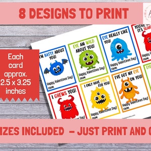 Printable Monster Valentine Cards for Kids, Kids Valentines Cards ...